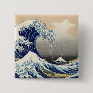 Hokusai: The great wave of Kanagawa 15 Cm Square Badge