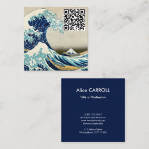 Hokusai - The Great Wave off Kanagawa - QR Code Square Business Card
