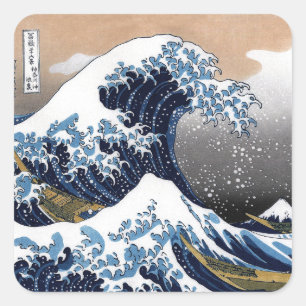 Hokusai , "The Great Wave off Kanagawa" Square Sticker