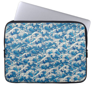 Hokusai the Great Wave Pattern Nautical Blue wave Laptop Sleeve