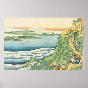 Hokusai - Travelers Climbing a Mountain Path Poster