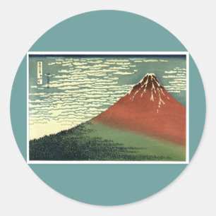 Hokusai's Ukiyo-e South Wind Clear Sky or Red Fuji Classic Round Sticker