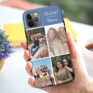 ¡Hola! 4 Photo Collage Blue Personalised iPhone 11 Pro Max Case