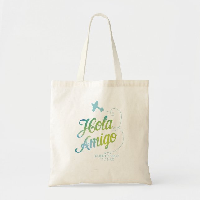 Hola Amigo Blue Watercolor Tote (Front)
