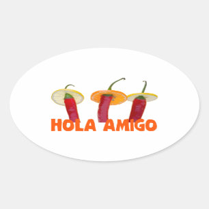Hola Amigo Oval Sticker