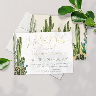 Hola Baby Boho Cactus Baby Shower Invitation