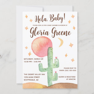 Hola Baby!  Desert Cactus Boho Baby Shower Invitation
