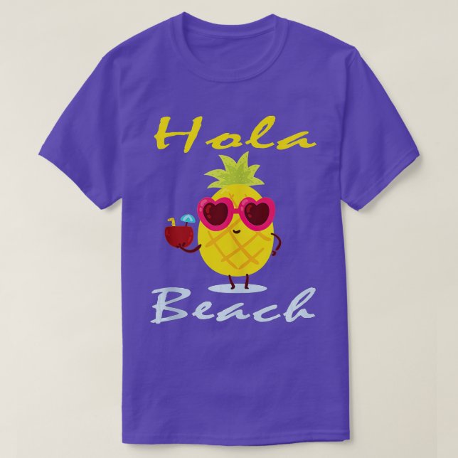 Hola Beach Funny Beach Vacation Summer, (10)  T-Shirt (Design Front)