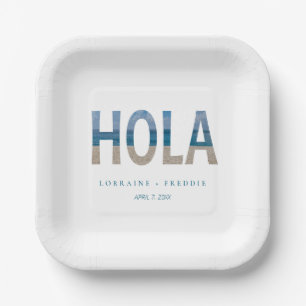 Hola Beach Mexico Destination Wedding Paper Plate