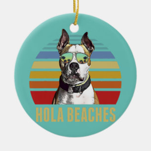 Hola Beaches American Staffordshire Terrier Dog Ceramic Tree Decoration