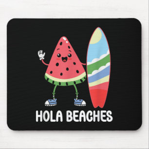 Hola Beaches Cute Kawaii Watermelon Surfboard Beac Mouse Mat