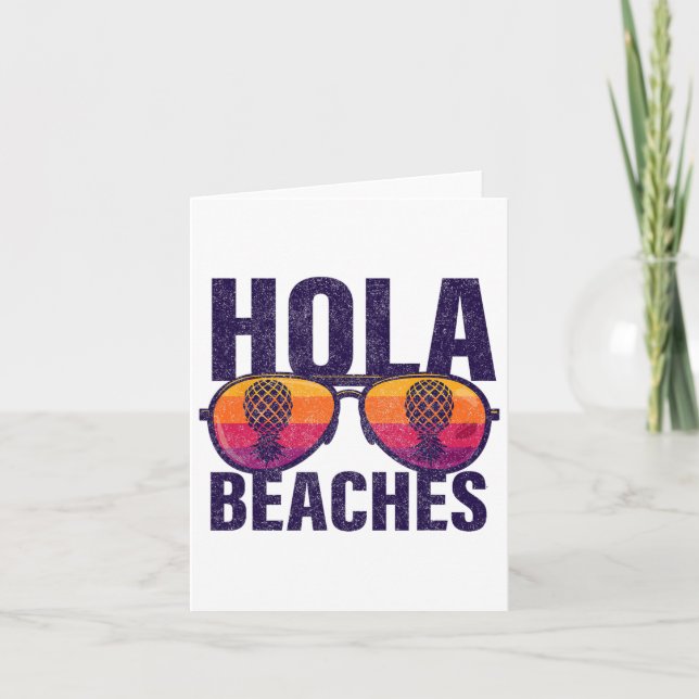 Hola Beaches Upside Down Pineapple Swinger  Card (Front)