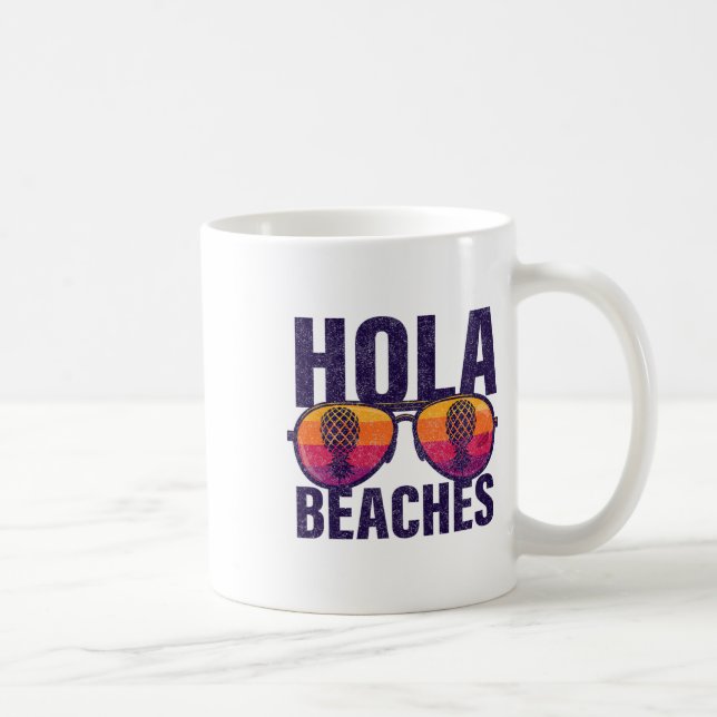 Hola Beaches Upside Down Pineapple Swinger  Coffee Mug (Right)
