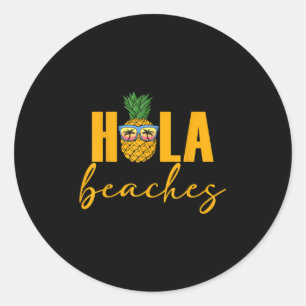Hola Beaches Womens Summer Pineapple Hawaiian Vaca Classic Round Sticker