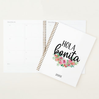 Hola Bonita Spanish Roses Typography Chic Modern Planner