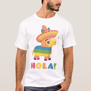 Hola, Cute Pinata With Fiesta Hat T-Shirt