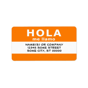 hola me llamo (orange) label