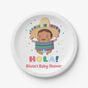 Hola Mexican Fiesta Boy Baby Shower Supplies Paper Plate