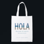 Hola Mexico Destination Wedding Guest Welcome Bag<br><div class="desc">Thank your guests for coming to your wedding with this beautiful HOLA beach photo typography wedding welcome bag in their hotel room. They'll be so happy they're joining you to hear you say your I Do's in Mexico. It makes a great reusable bag for after the wedding too!</div>