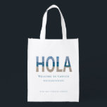 Hola Mexico Destination Wedding Guest Welcome Bag<br><div class="desc">Thank your guests for coming to your wedding with this beautiful HOLA beach photo typography wedding welcome bag in their hotel room. They'll be so happy they're joining you to hear you say your I Do's in Mexico. It makes a great reusable bag for after the wedding too!</div>