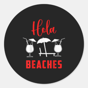 Hola Pineapple Soda Girl On The Beaches In Sunset Classic Round Sticker