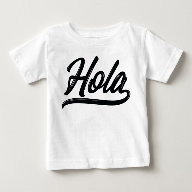 Hola Script (Black) Baby T-Shirt (Front)