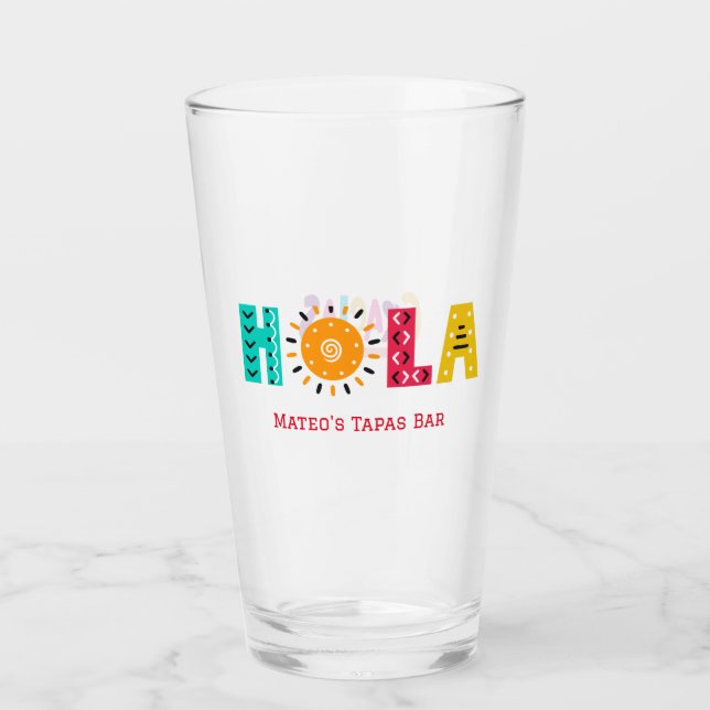 HOLA! Tapas Business editable names and logos Glass (Front)