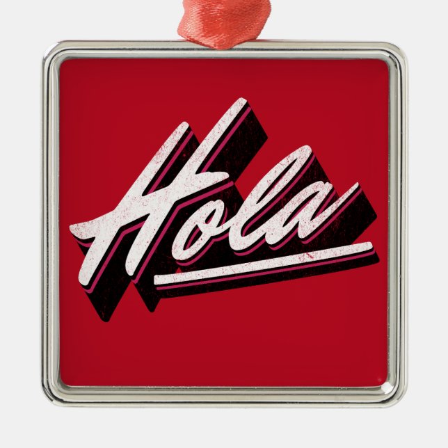 Hola text design metal tree decoration (Front)