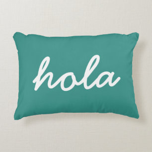 Hola Turquoise Throw Pillow for Living Room Decor
