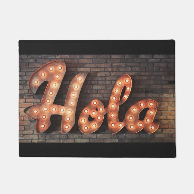 Hola vintage lighted metal sign photo doormat (Front)