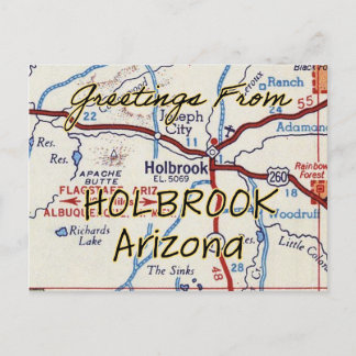 Holbrook AZ Vintage Map Postcard