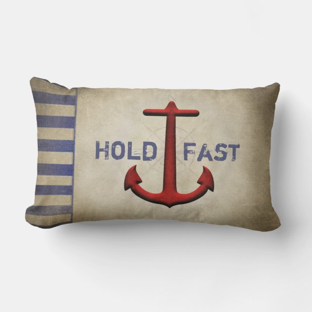 Hold Fast red anchor and stripes Lumbar Cushion (Front)