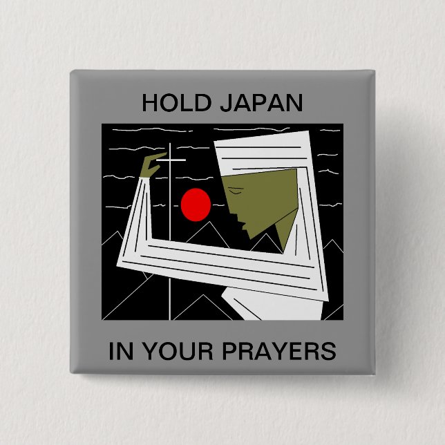 HOLD JAPAN IN YOUR PRAYERS 15 CM SQUARE BADGE (Front)