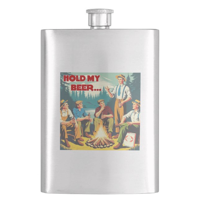 Hold My Beer Camping Hip Flask (Front)
