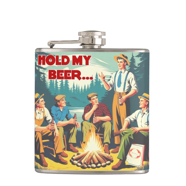 Hold My Beer Camping Hip Flask (Front)