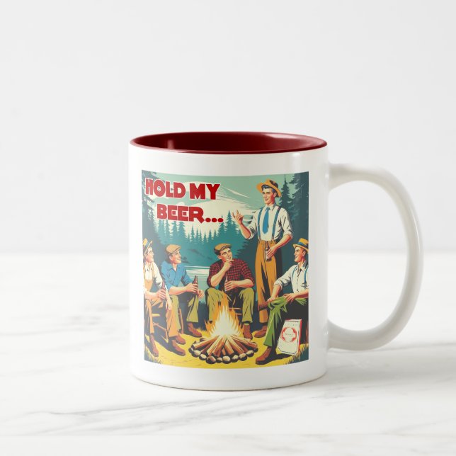 Hold My Beer Camping Two-Tone Coffee Mug (Right)