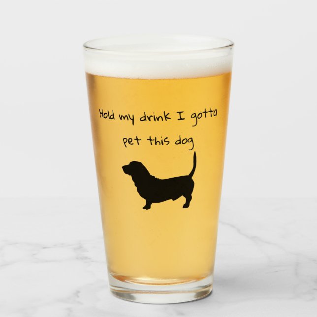 Hold my cup I Gotta Pet This Basset Hound Glass (Front Filled)