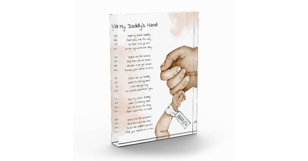 Hold My Hand Daddy Keepsake Poem Dad Gift Photo Block Zazzle