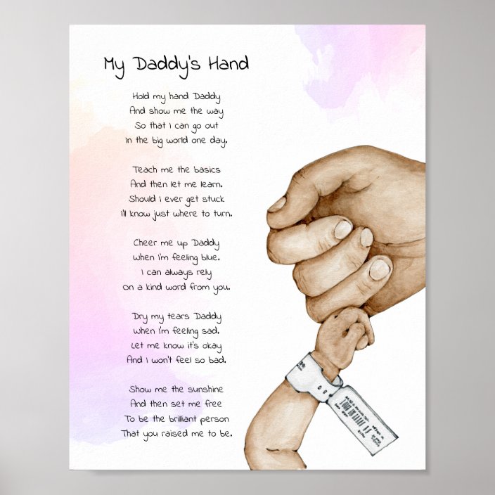 Hold My Hand Daddy Keepsake Poem Dad Gift Poster | Zazzle.co.uk