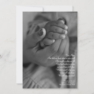 Hold My Hand Mum Sympathy Thank You Card