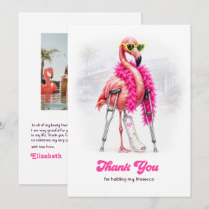 Hold My Prosecco Funny Flamingo Bachelorette Thank You Card