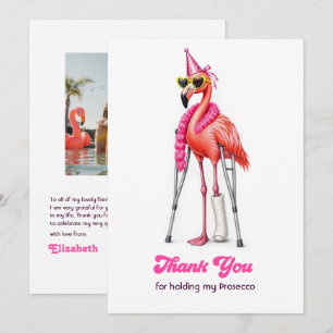 Hold My Prosecco Funny Flamingo Bachelorette Thank You Card