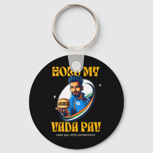 Hold My Vada Pav Indian Desi Food Cricket Humor Key Ring