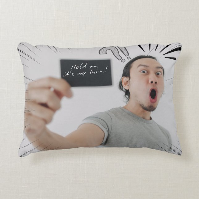 Hold On It’s My Turn! – Comic Expression Design Decorative Cushion (Front)
