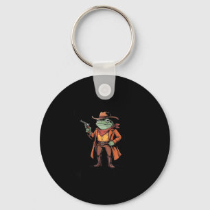Hold On Partner Im Overstimulated Frog Cowboy Humo Key Ring