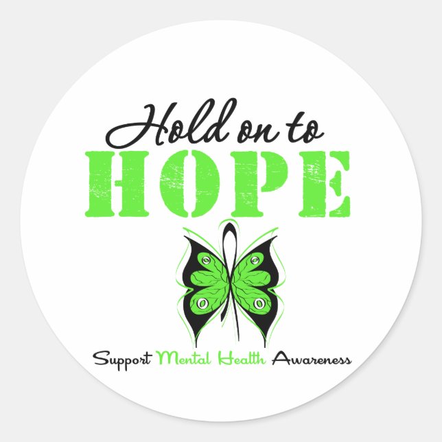 Hold on to Hope Mental Health Awareness Classic Round Sticker (Front)