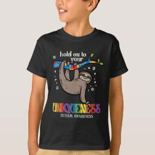 Hold On Uniqueness Autism Sloth Awareness Asd Men T-Shirt