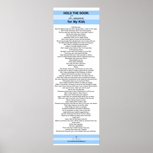 Hold the Door: Lessons for My Kids POSTER (Front)