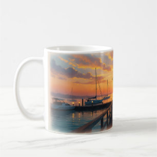 🌅 Hold the Light Golden Sunset Harbour Mug