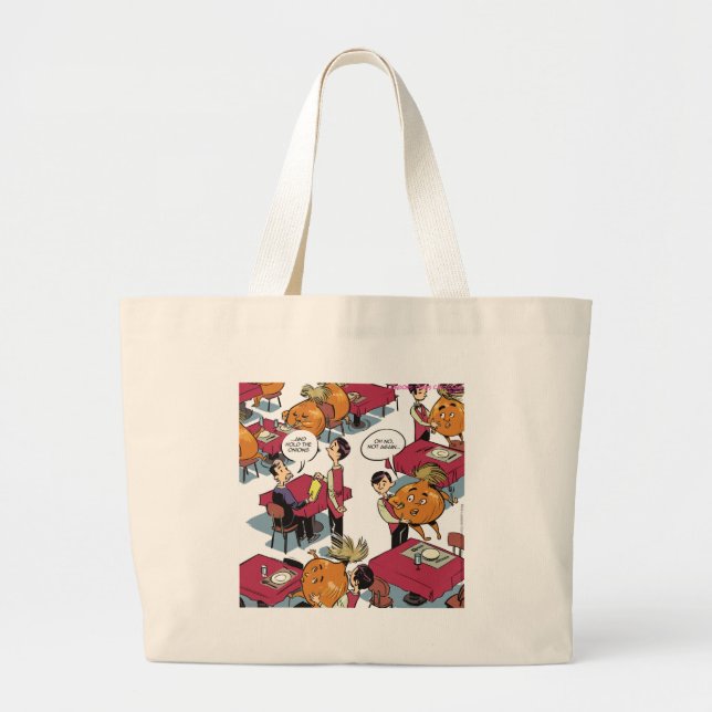 Hold The Onions Please Funny Foodies Large Tote Bag (Front)